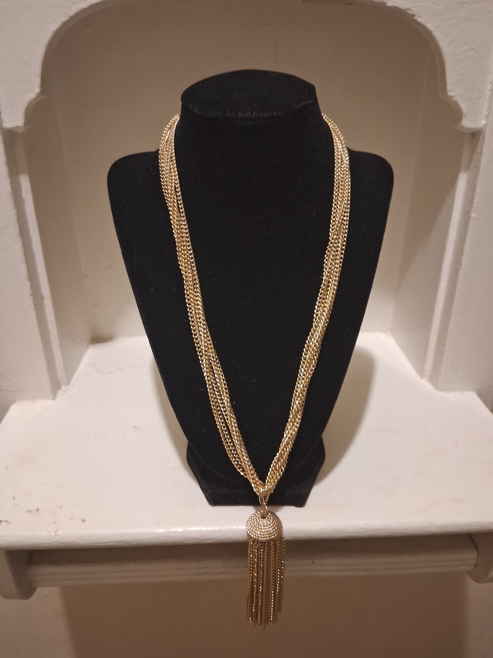 Vintage Sarah Coventry "Golden Tassel" Multi Strand Necklace